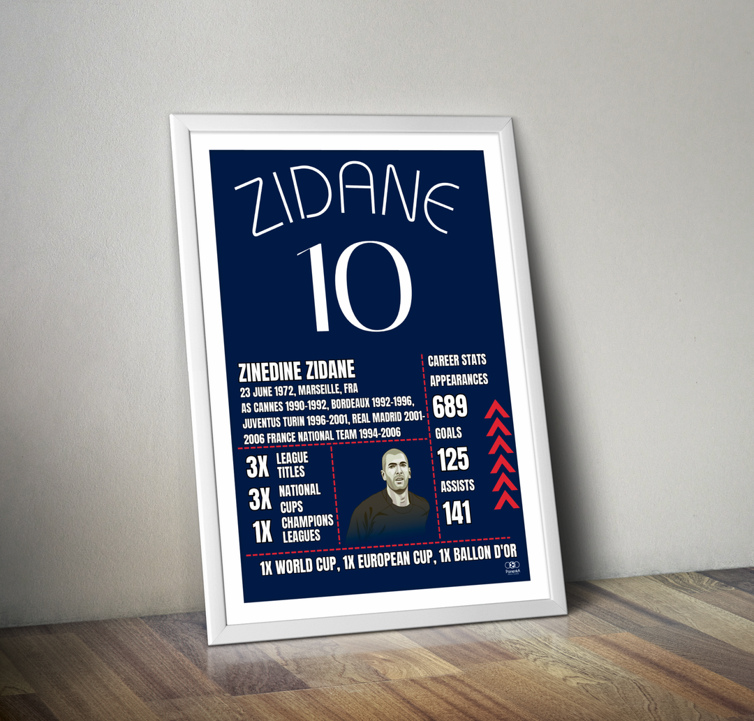 Affiche Zinédine ZIDANE palmarès champion de monde