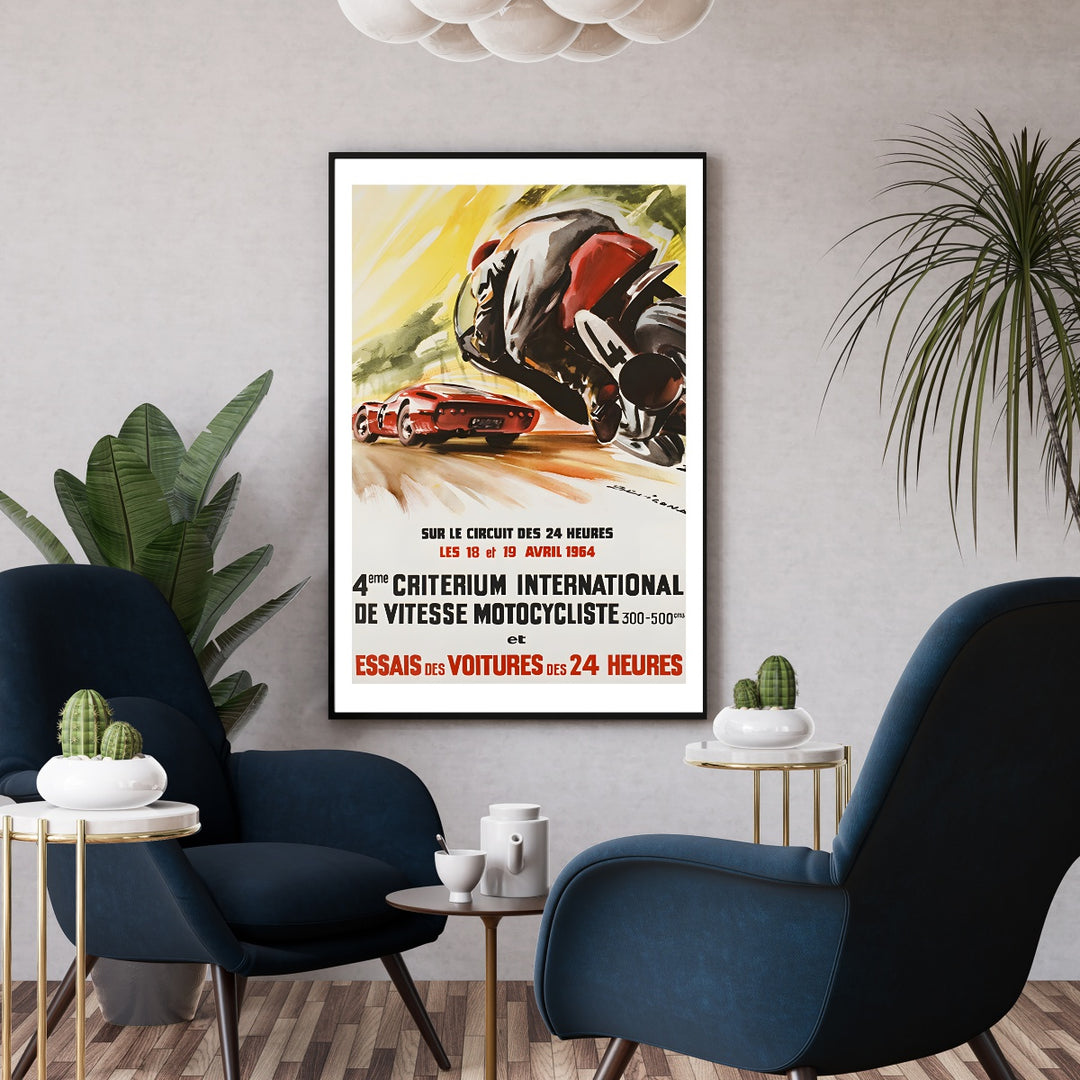 Affiche critérium vitesse motos I Affiche essais 24 heures du Mans 1954