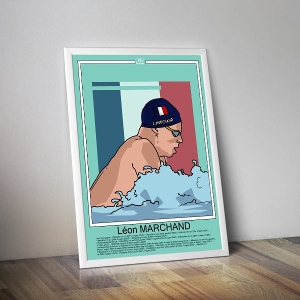 Affiche Leon Marchand JO Paris2024 I Affiche natation