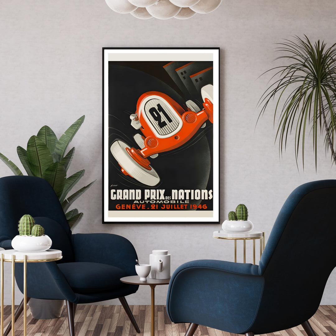 Affiche grand prix des Nations Genève 1946 I Affiche auto vintage