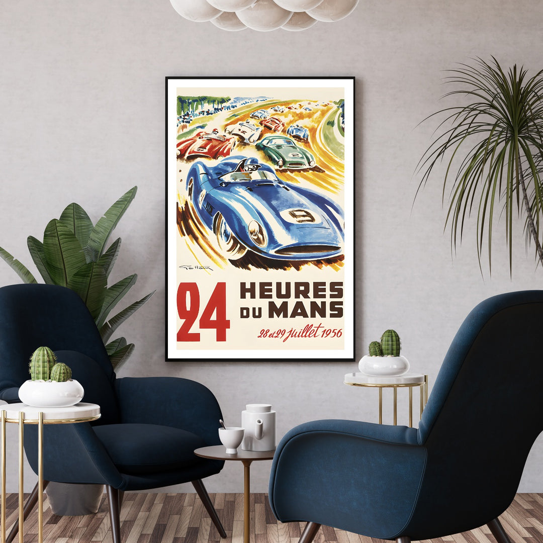 Affiche 24 heures du Mans 1956 I Affiche vintage auto