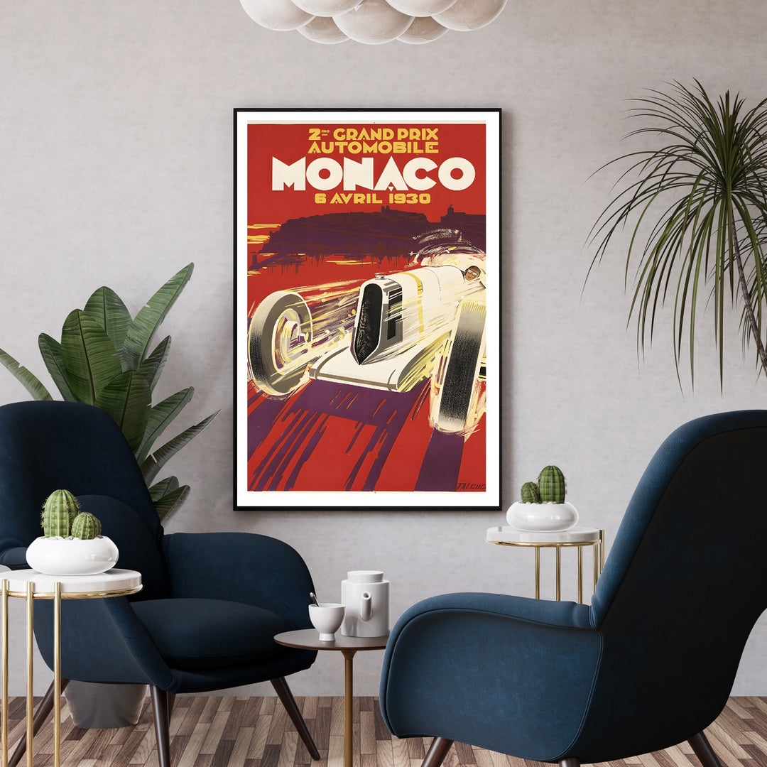 Affiche course MONACO 1930 I Affiche grand prix automobile