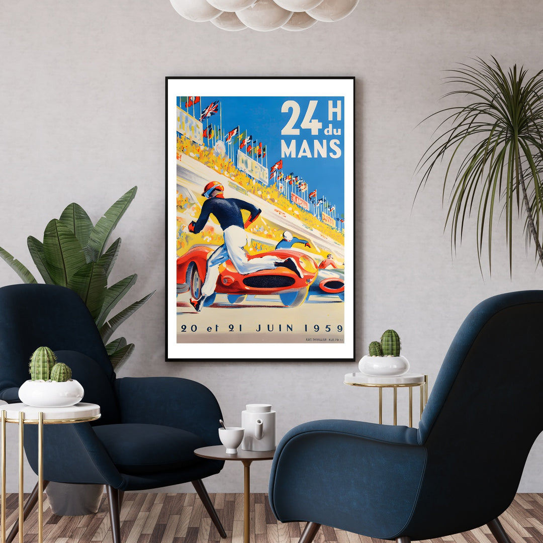 Affiche 24H du Mans 1959 I Affiche course automobile I Affiche vintage auto