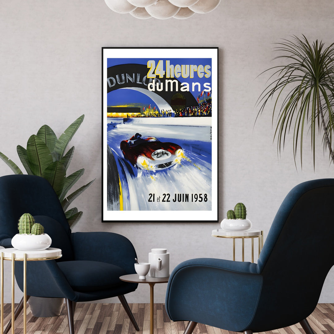Affiche 24 heures du Mans 1958 I Affiche course automobile