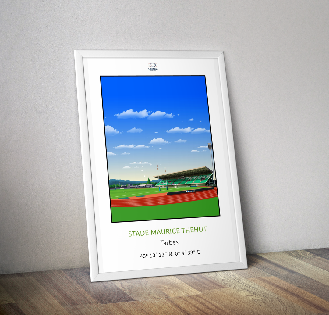 Affiche stade rugby Maurice Trélut Tarbes - Poster rugby