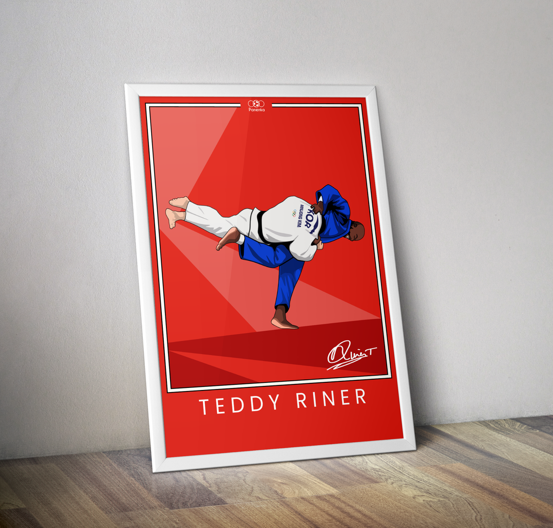 Affiche Teddy Riner prise de judo I Affiche judo JO 2024