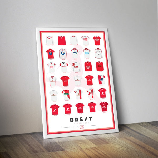 Affiche maillots de foot de Brest I Affiche football I Affiche foot