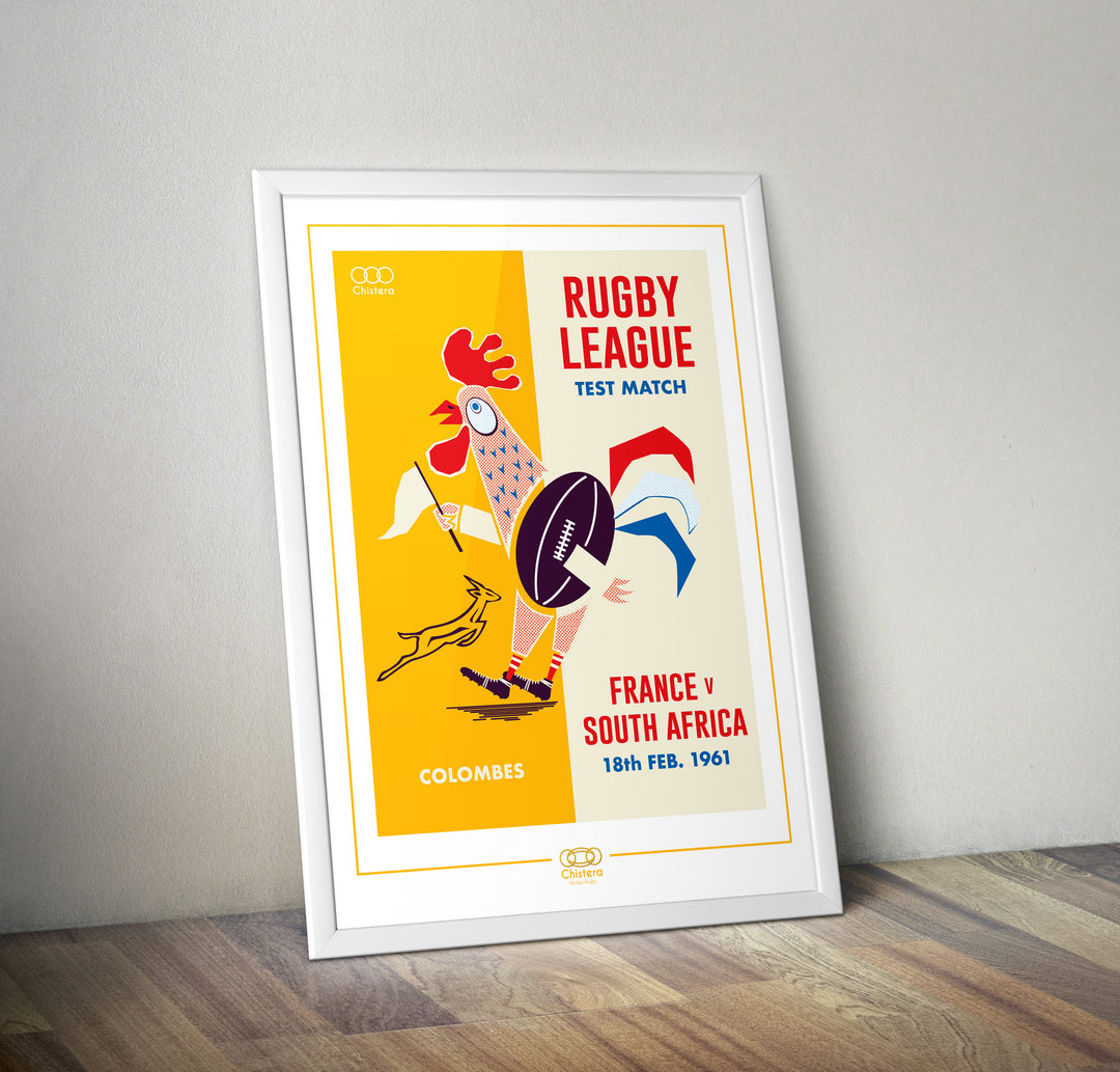 Affiche FRANCE AFRIQUE DU SUD 1961 I Affiche rugby I Stade de Colombes