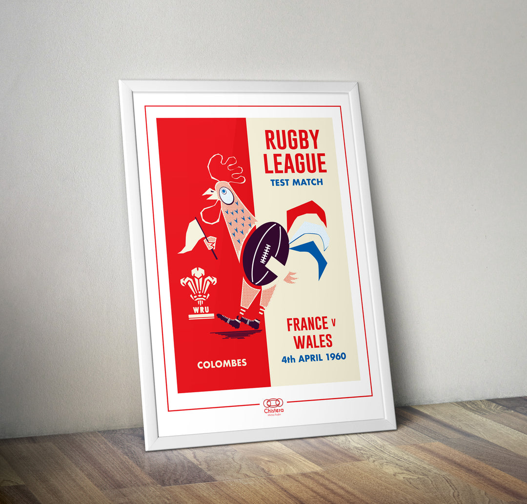 Affiche FRANCE PAYS DE GALLES 1960 I Affiche rugby I Affiche match rugby
