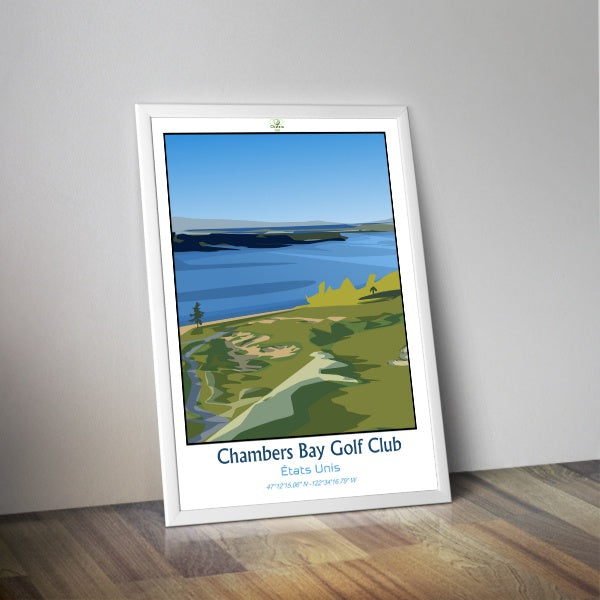 Affiche Golf Chambers Bay Golf Club I Affiche golf Etats Unis I Golf USA