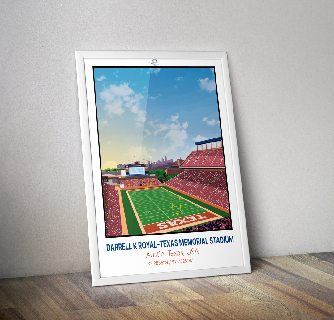 Affiche Darrell K Royal Texas memorial stadium I Affiche Austin USA