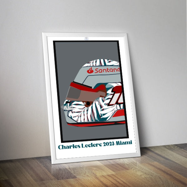 Affiche casque Charles Leclerc Miami 2023 I Affiche formule 1 I F1