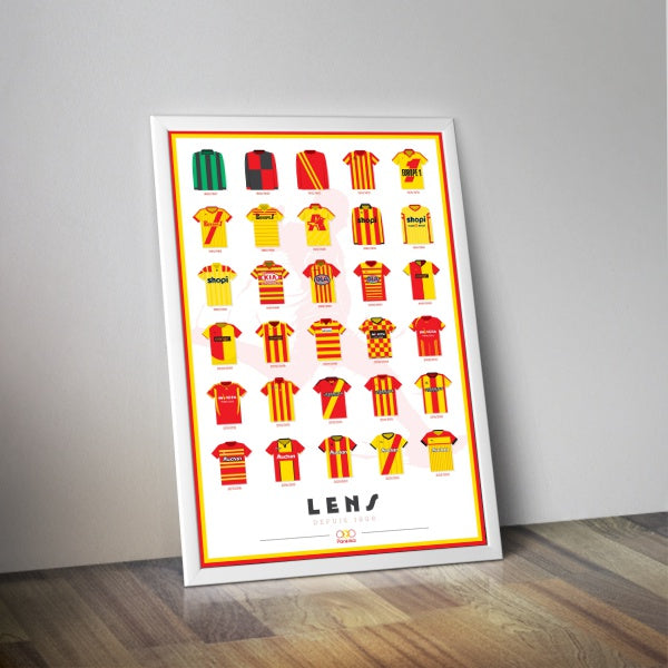 Affiche des maillots de foot de Lens I Affiche football I Affiche de sport