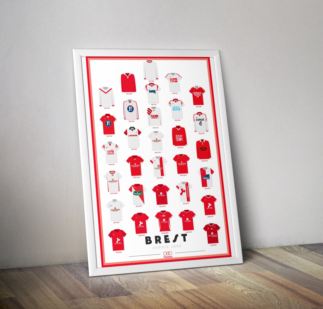 Maillots Brest 2024 2025 I affiche maillots de foot