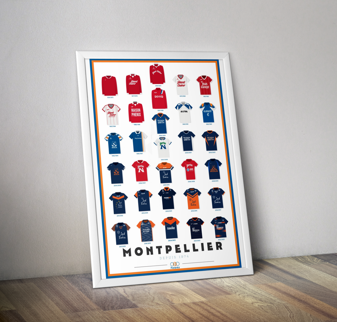 Maillots Montpellier MHS saison 2024 2025 I Affiche foot Montpellier Hérault Sport Club