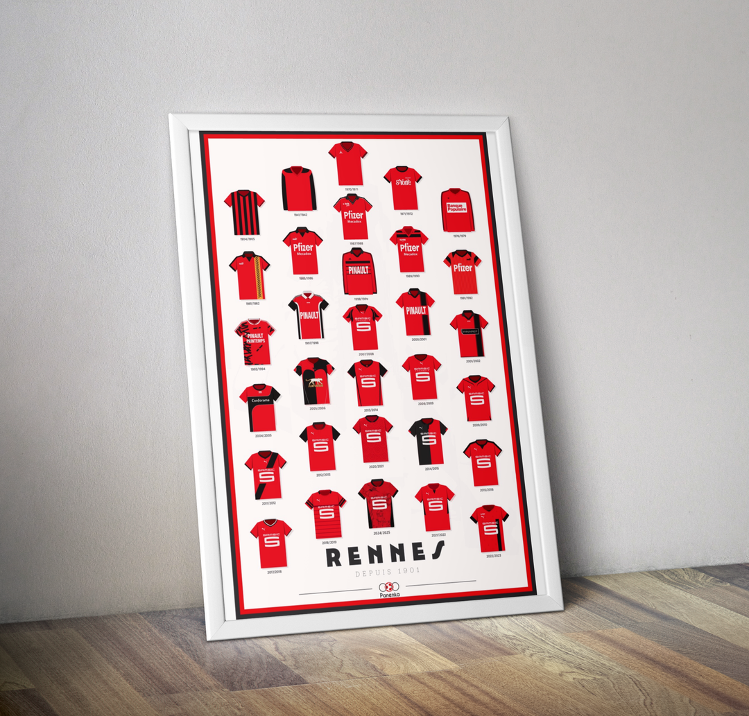 Maillots Stade Rennais Football Club saison 2024 2025 I Affiche maillots de foot Rennes