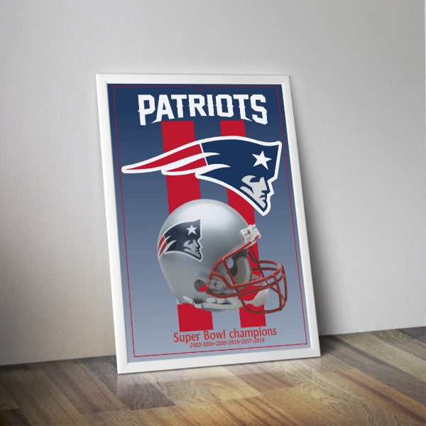 Affiche NFL Patriots Boston Super bowl I Affiche casque Patriots