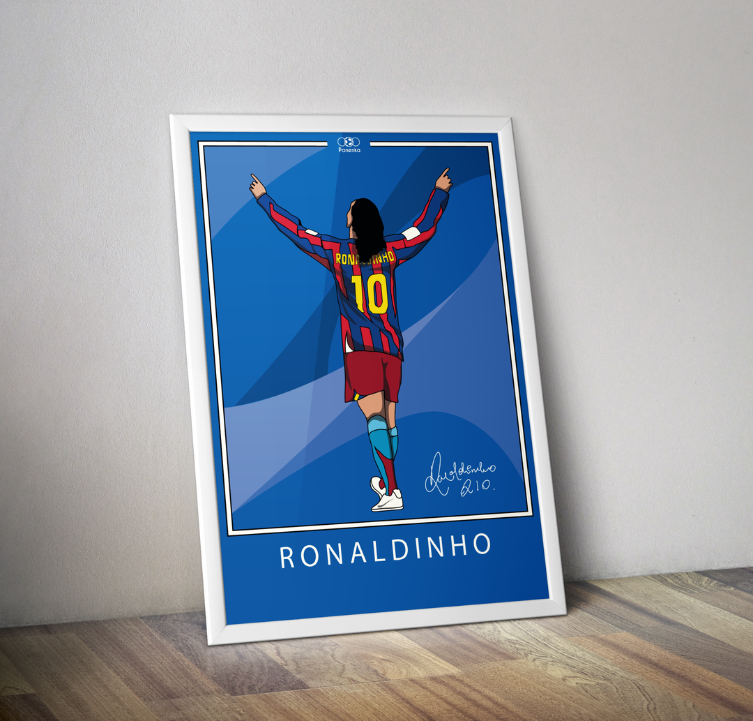 Poster Ronaldinho célèbre un but I Affiche foot