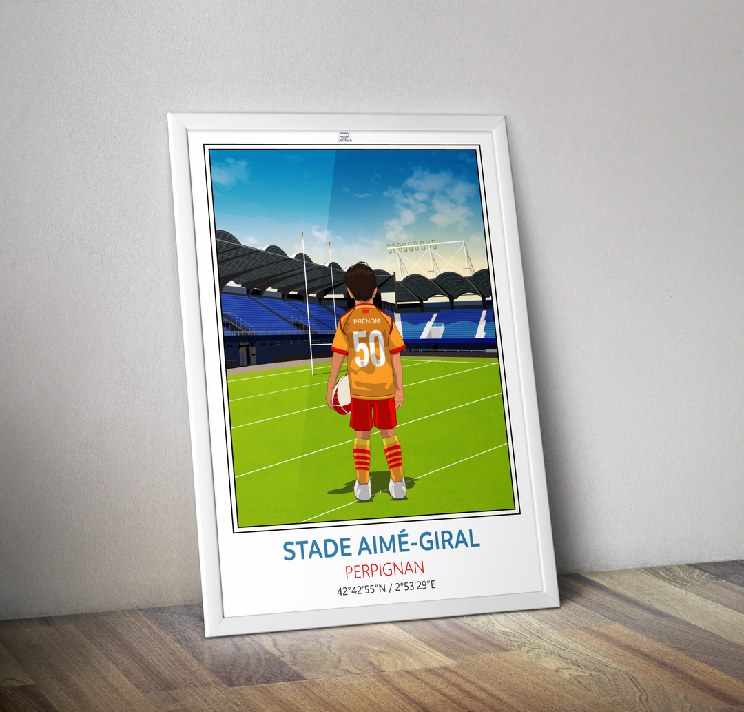 Affiche joueur USAP Perpignan enfant personnalisé - Affiche rugby