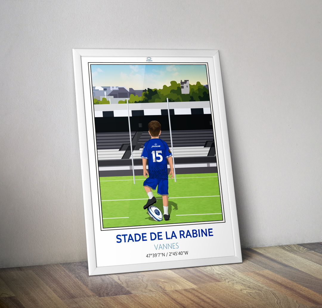 Affiche stade de la Rabine Vannes personnalisation enfant