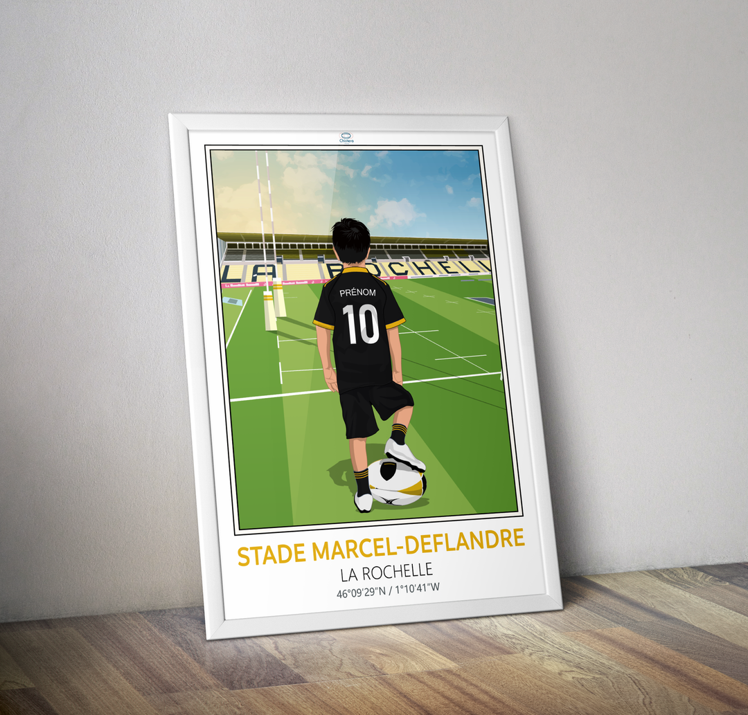Affiche rugby peronnalisable enfant stade Marcel Delandre La Rochelle