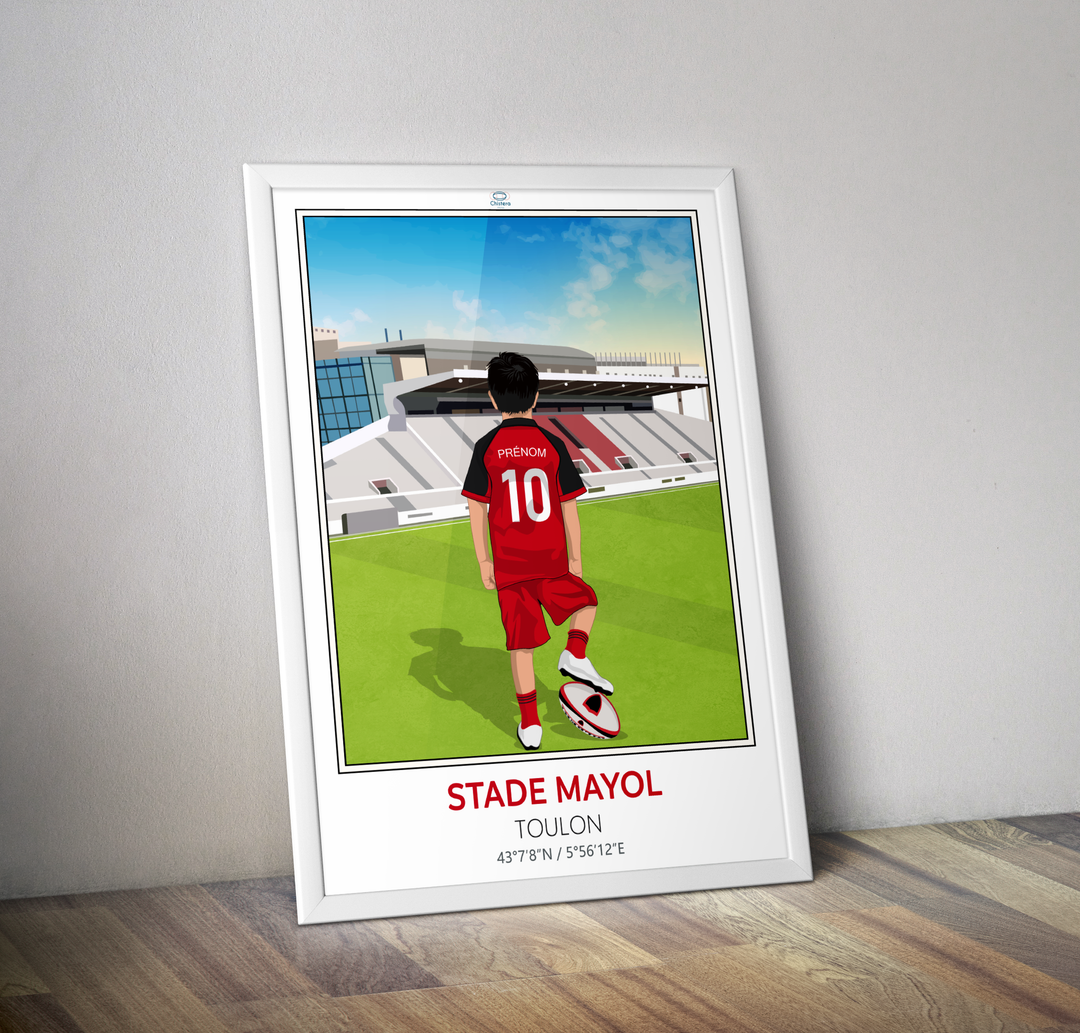 Affiche rugby personnalisable enfant stade Mayol Toulon