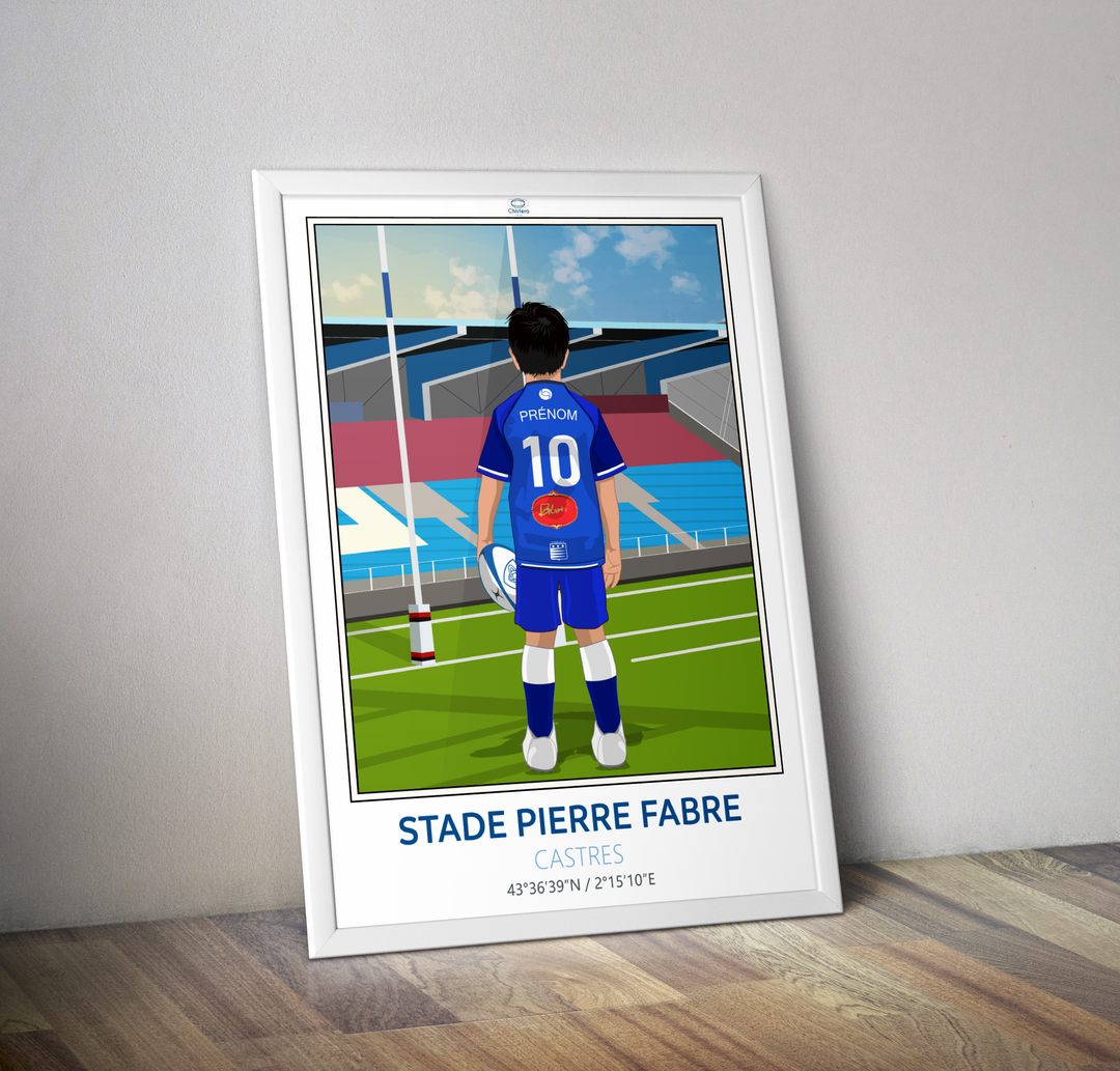 Affiche enfant personnalisable stade rugby Pierre Fabre
