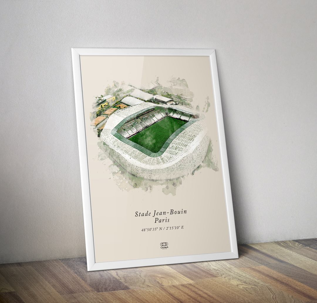 Affiche rugby stade Jean Bouin Paris - Affiche aquarelle stade Français