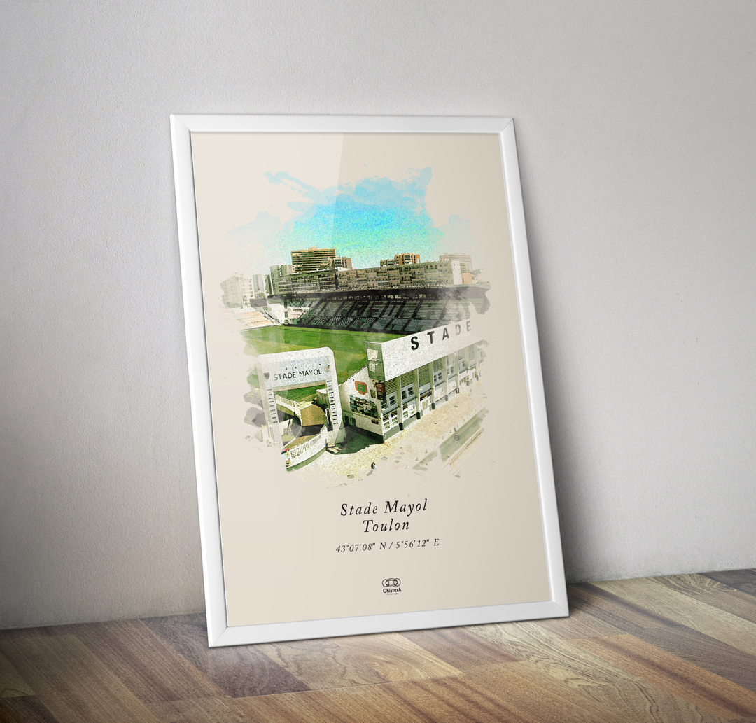 Aquarelle affiche stade Félix Mayol Toulon - Affiche RCT rugby