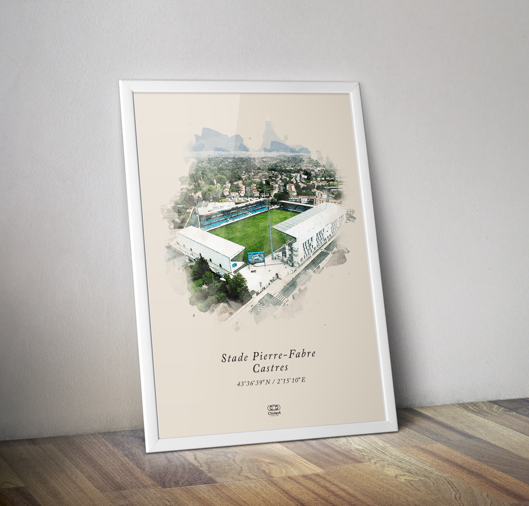 Aquarelle affiche stade rugby Pierre Fabre Castres - Affiche Castres olympique