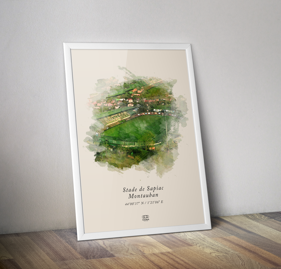 Affiche rugby stade Sapiac Montauban - Affiche aquarelle stade rugby