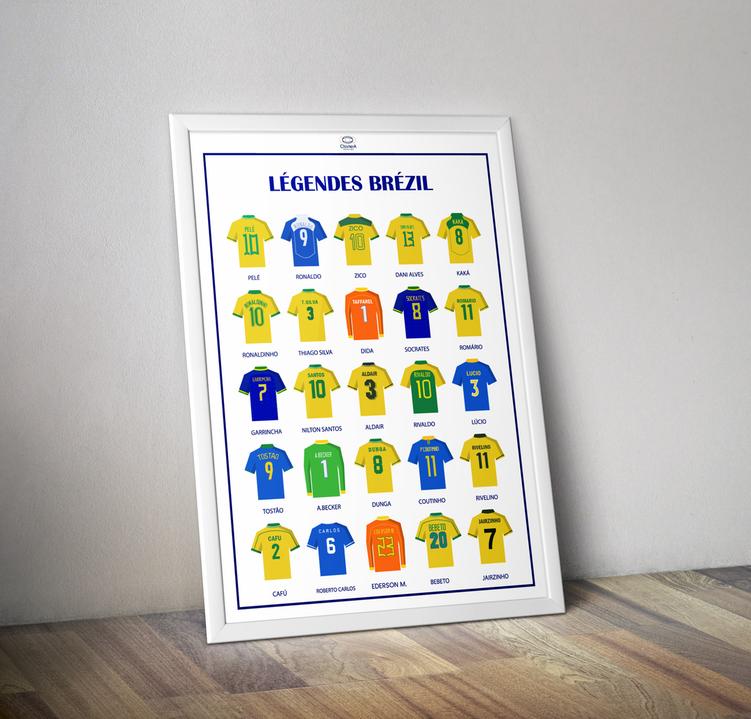 Affiche légendes Brésil maillots Brésil I Brazil légendes football
