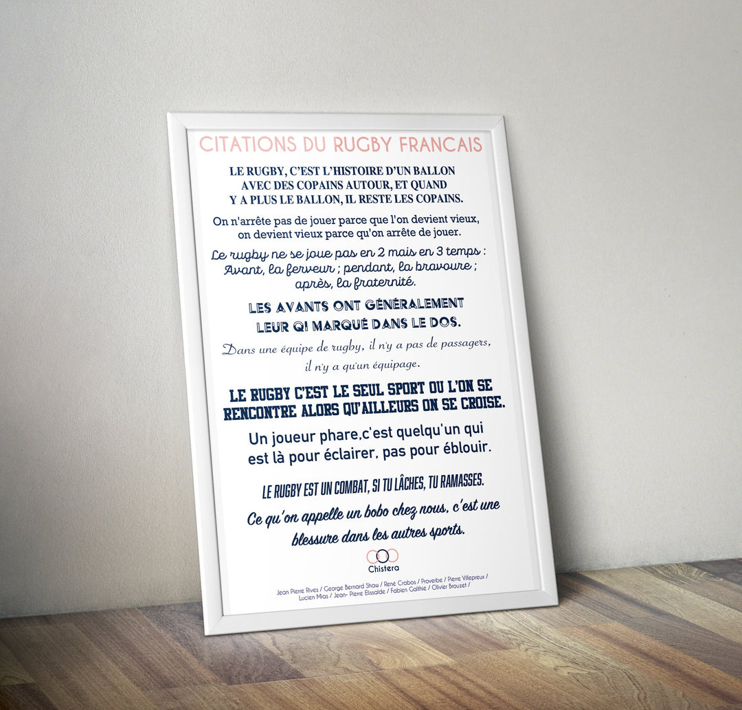Affiche citations du rugby français I Phrases rugby I Affiche drôle