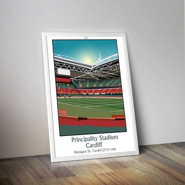 Affiche stade de CARDIFF I rugby I Pays de Galles I Affiche chistera rugby