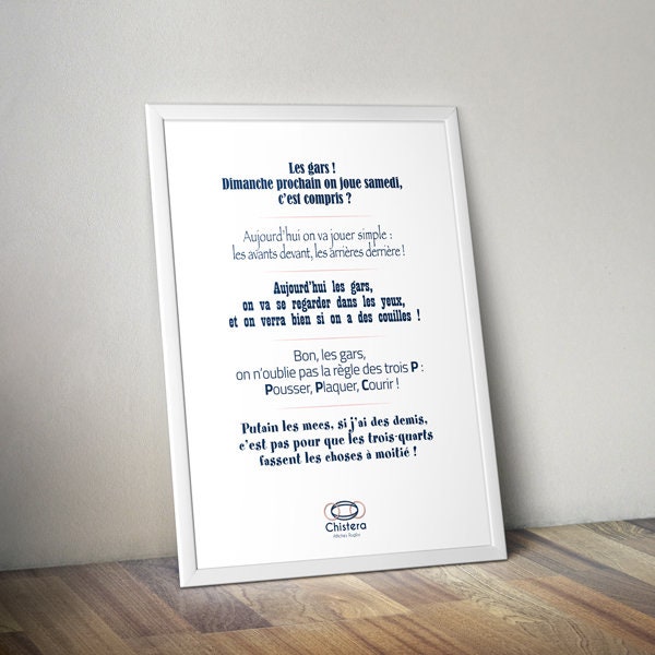 Affiche citations d'entraineurs I Phrases drôles I Affiche rugby