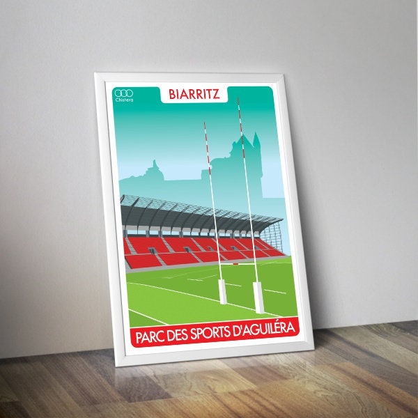 Affiche stade rugby Biarritz I Stade Aguilera I Affiche de rugby I Biarritz olympique