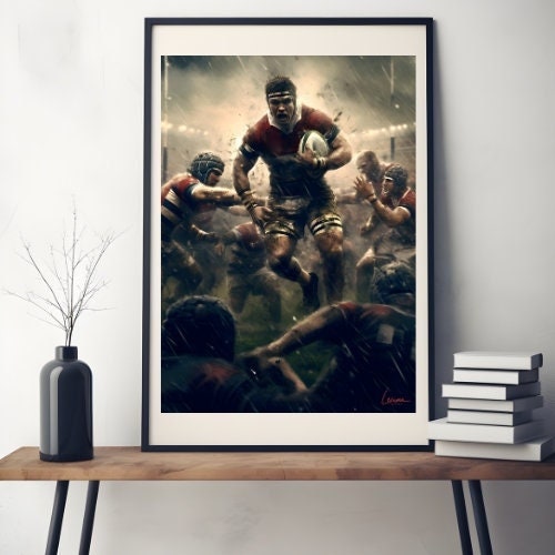 Affiche percussion I Affiche rugby I Joueur de rugby I Retro rugby