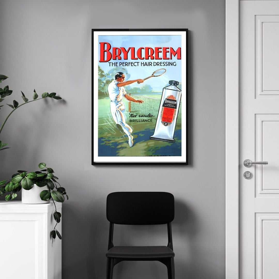 Affiche Brycreem I Affiche publicité vintage I Affiche rétro I Publicité tennis