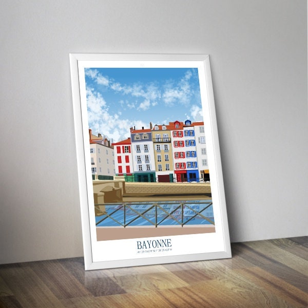Affiche ville de Bayonne I ville de rugby I Affiche ville