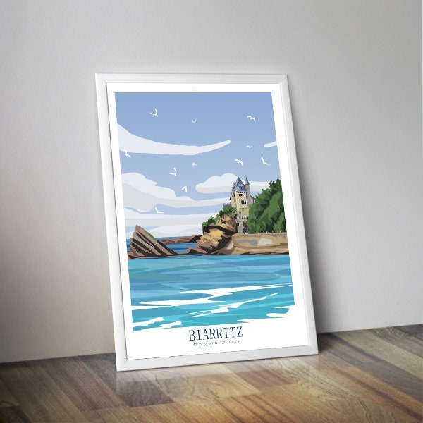 Affiche ville de Biarritz I Affiche Pyrénées-Atlantiques I Plage