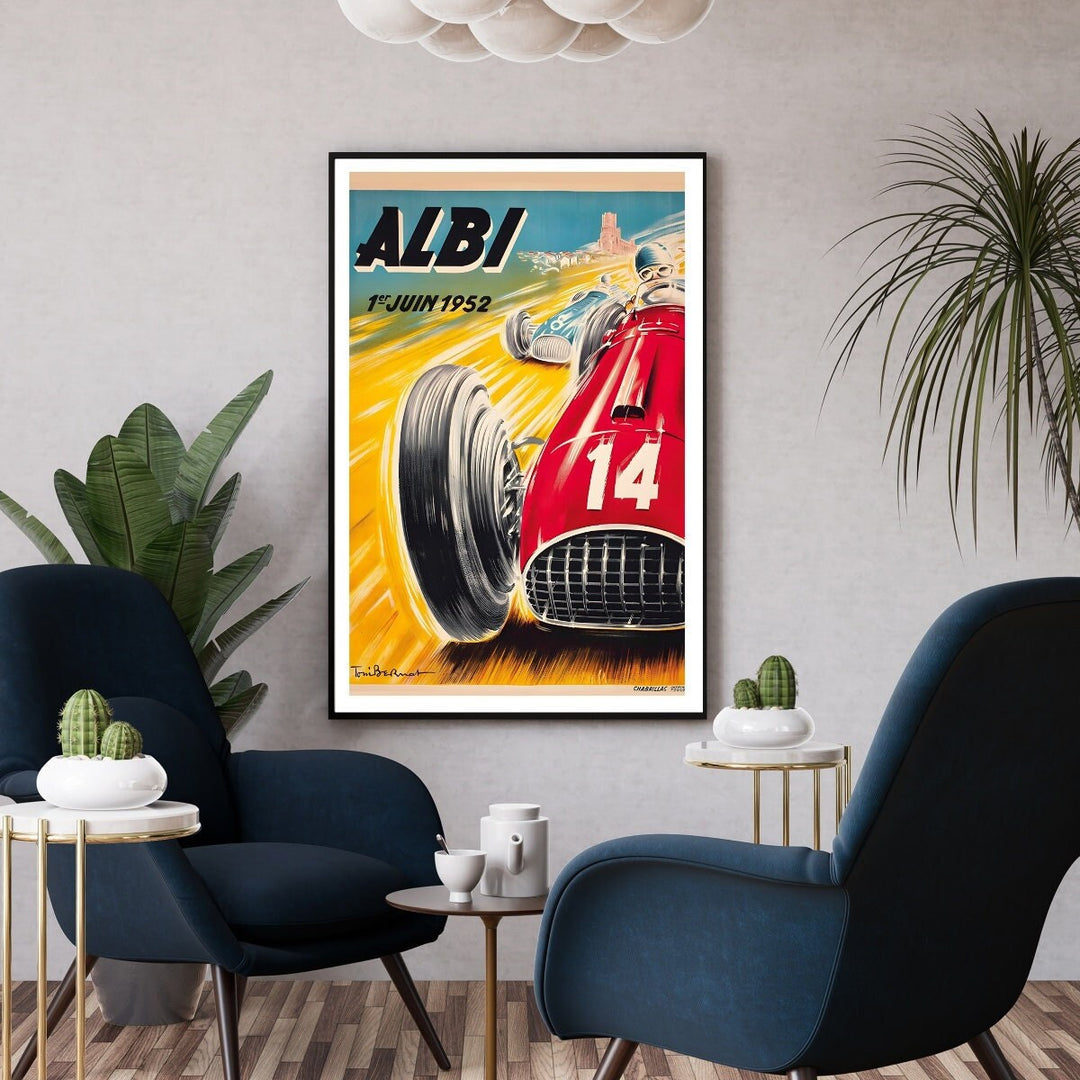 Affiche course ALBI 1 juin 1952 I Affiche France automobile