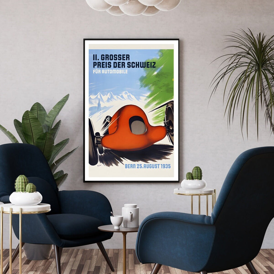 Affiche Bern course auto I Affiche vintage 1935 I Affiche Chistera