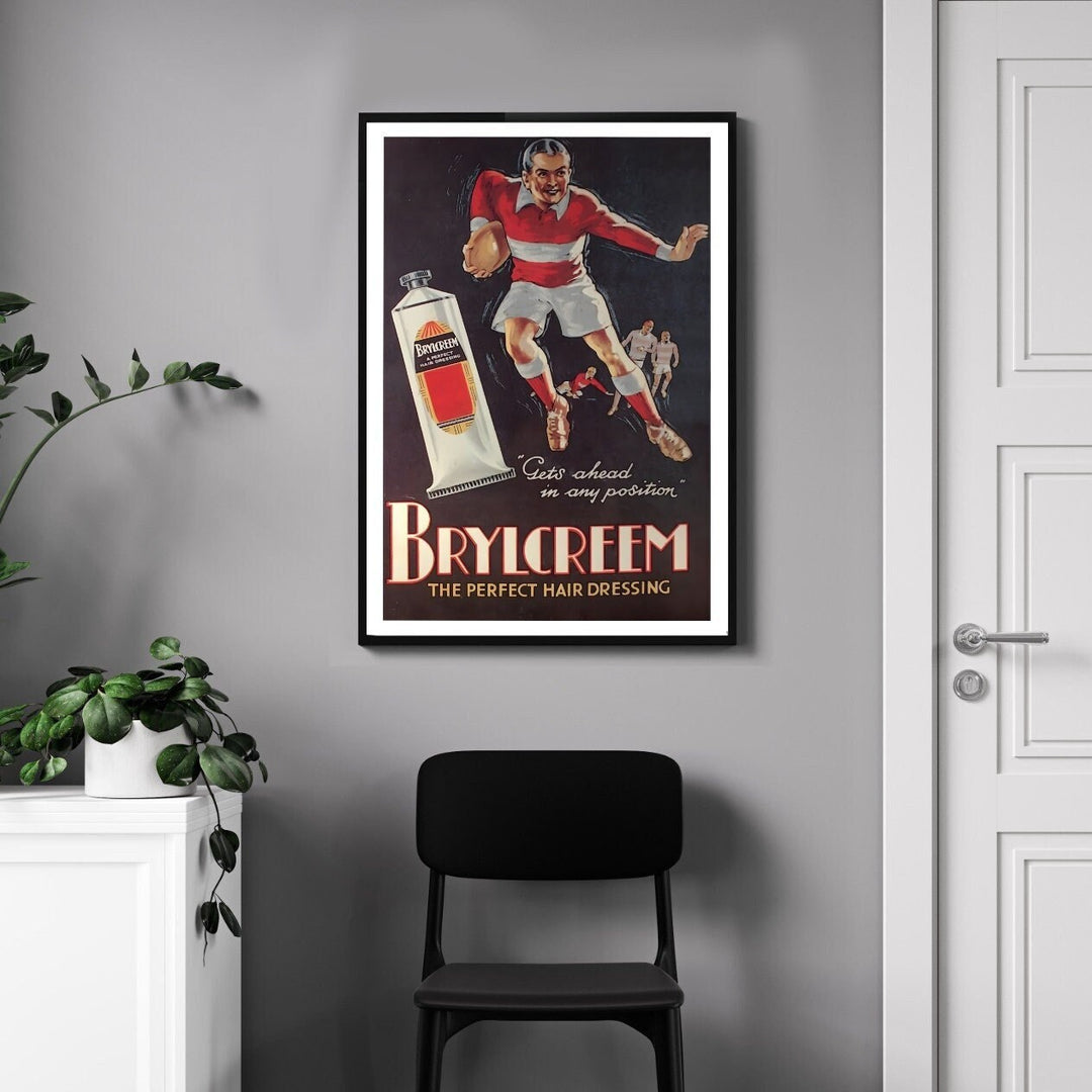 Affiche retro BRYLCREEM I Pub vintage rugby I Pub rétro I Affiche vintage