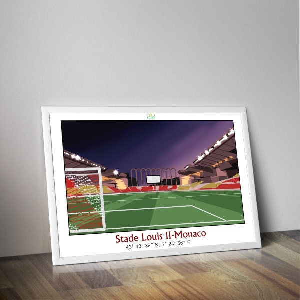 Affiche stade de Monaco de nuit I Le stade Louis 2 I Stade de foot