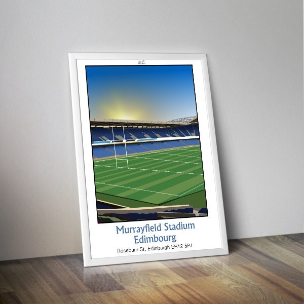 Affiche illustration Murrayfield stadium I Rugby écosse I Affiche de stade