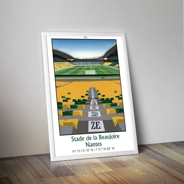 Affiche illustration stade de NANTES I La Beaujoire I Canaris