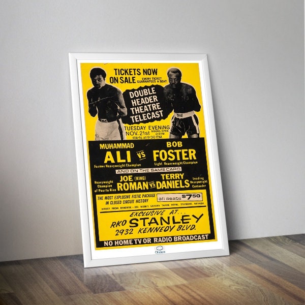 Affiche reproduction match ALI contre FOSTER I Boxe US I Affiche boxing