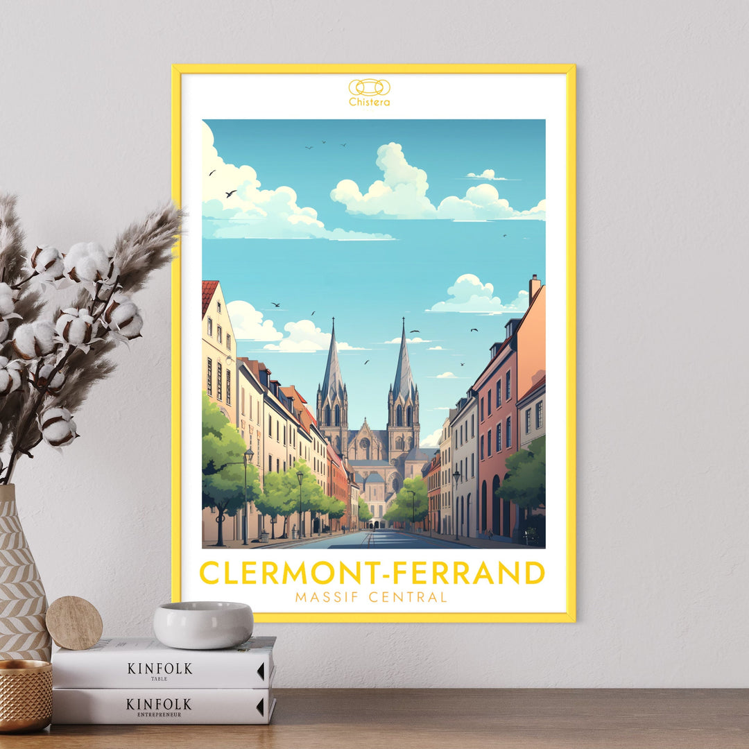 Affiche de la ville de Clermont Ferrand I Massif centrale I Jaunard I Clermontois