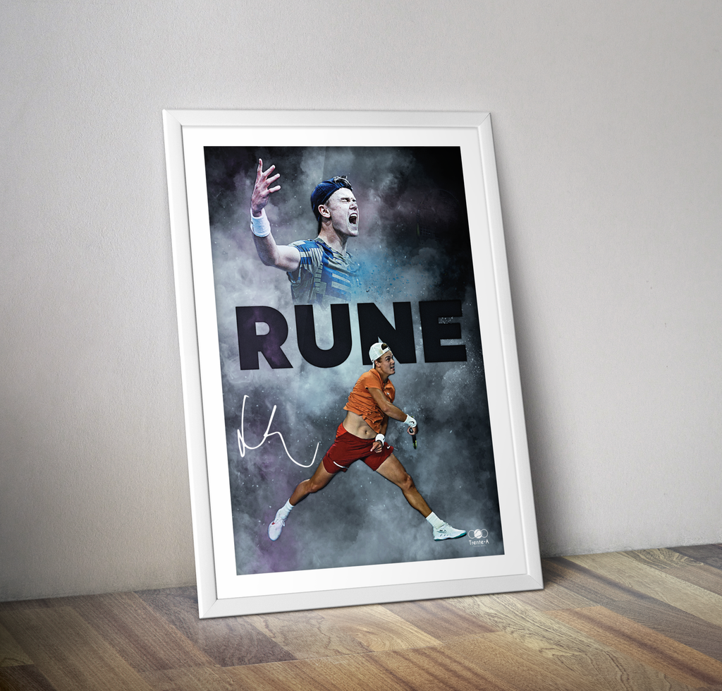 Holger Poster Encadré Avec Autographe Et Joueur De Tennis