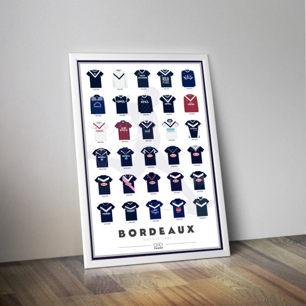 Affiche des maillots des Girondins de Bordeaux I Maillots foot I Affiche football
